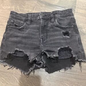 American Eagle Outfitters Charcoal Distressed Jean Shorts